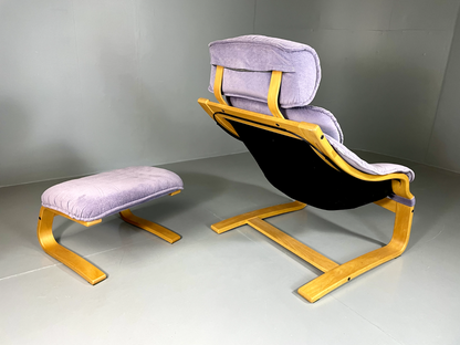 Danish Cantilever Lounge Chair Bentwood Purple Footstool Vintage  EB5768 MBEN4