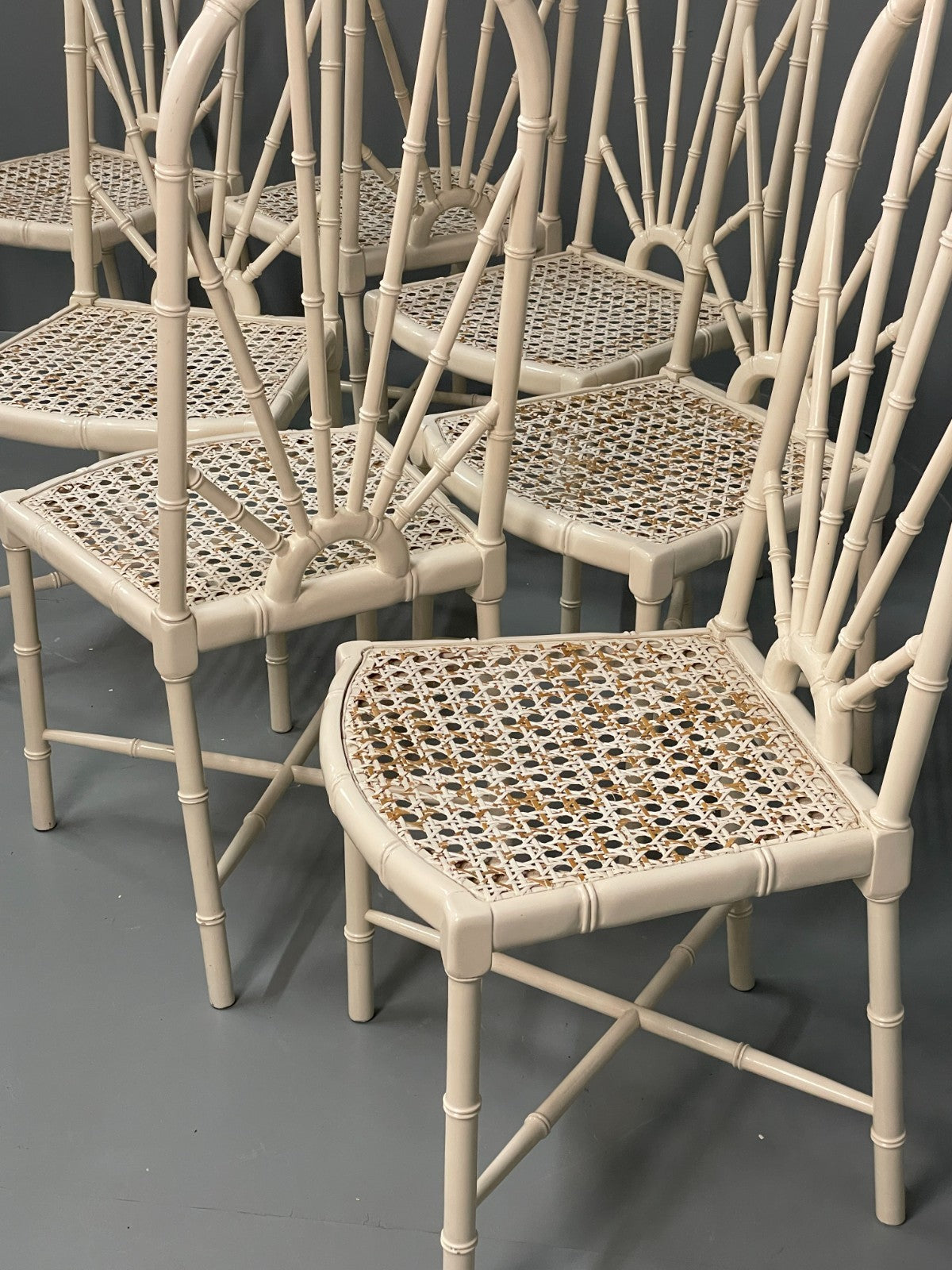 White Bamboo Dining Table & 8 Chairs Harrods 1950s Plantation Style EB11554 MWOO20