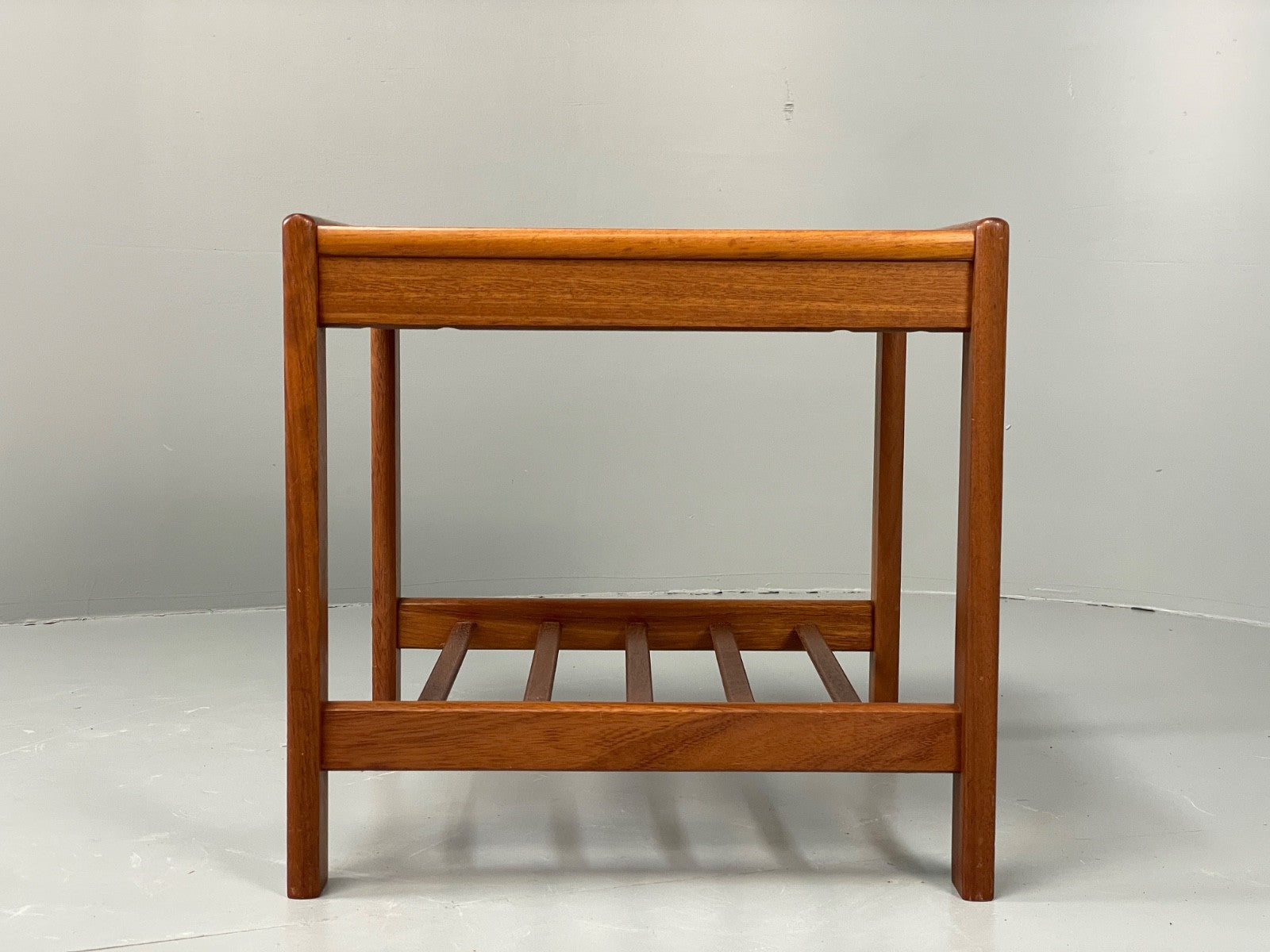 Vintage Teak Side Table Danish 1970s With Magazine Rack Bedside  EB11049 MWOO1