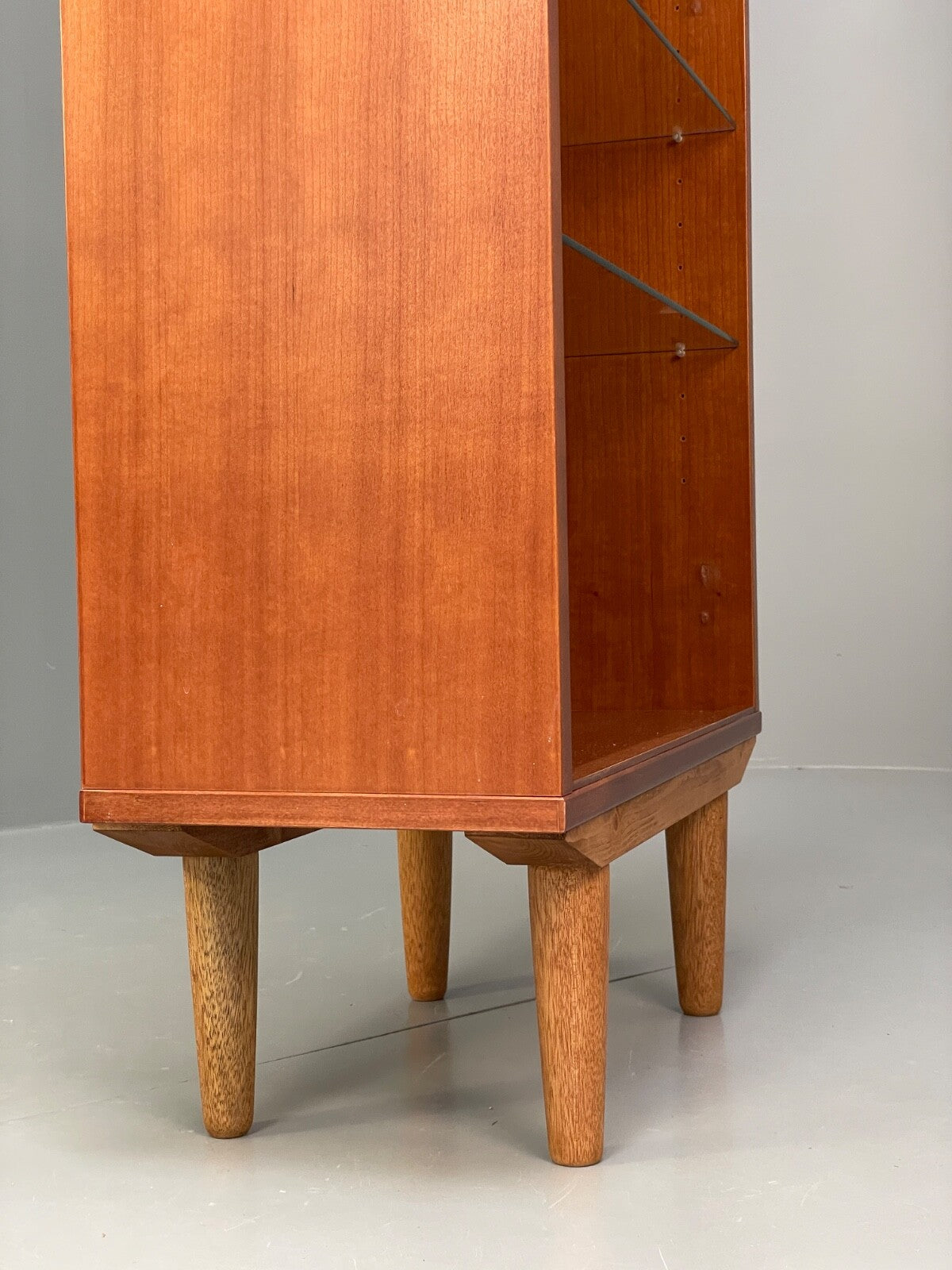 Vintage Cherrywood Bookcase Beaver & Tapley Glass Shelving Retro EB9758 MWOO - UKDK FURNITURE