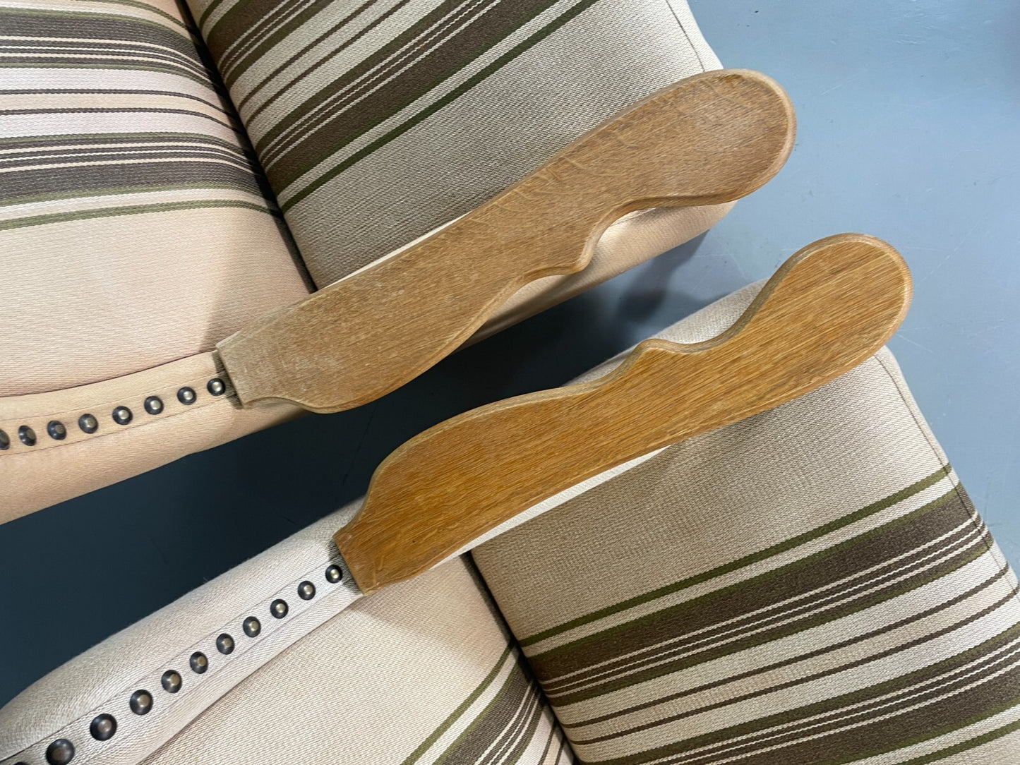 2 Danish Lounge Chairs Oak Frame Cream Wool Kjaernulf Vintage Retro EB6689 MNOR5