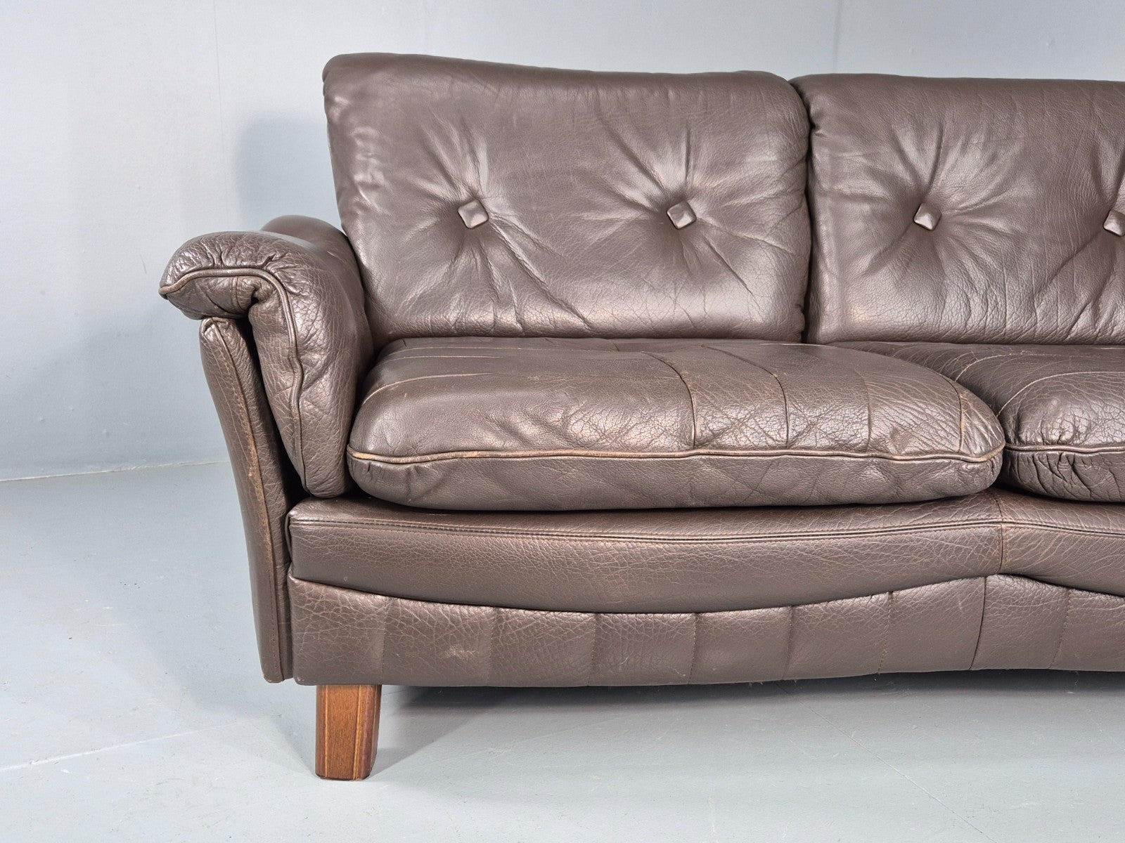 Vintage 2 Seater Sofa Danish Brown Leather Mid Century Retro 1970s EB11929a M2SS2