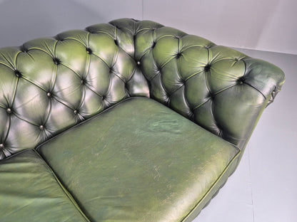 3 Seater Chesterfield Sofa Green Leather Studded Vintage EB11027 VCHE5