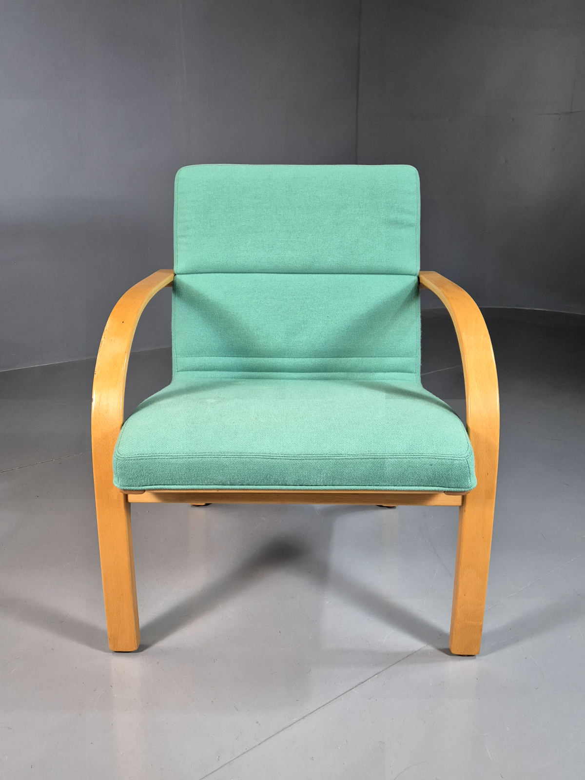 Vintage Danish Lounge Chair Mint Wool Bentwood 1980s Retro EB7217 MBEN1