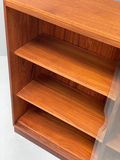 Vintage 1960s Teak Bookcase Shelving Glass Doors Mid Century EB11057 MWOO13