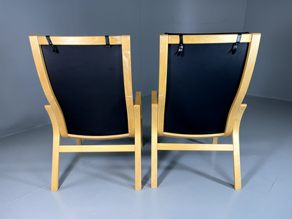 2 Vintage Danish Leather and Bentwood Chairs Ostergaard Retro MCM EB5762 MBEN - UKDK FURNITURE