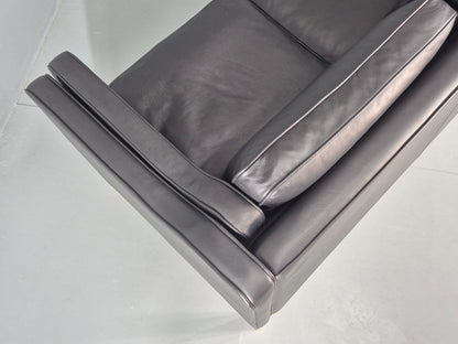 Vintage 3 Seater Sofa Danish Black Leather Mid Century Retro 1980s  EB10469 M3SS15