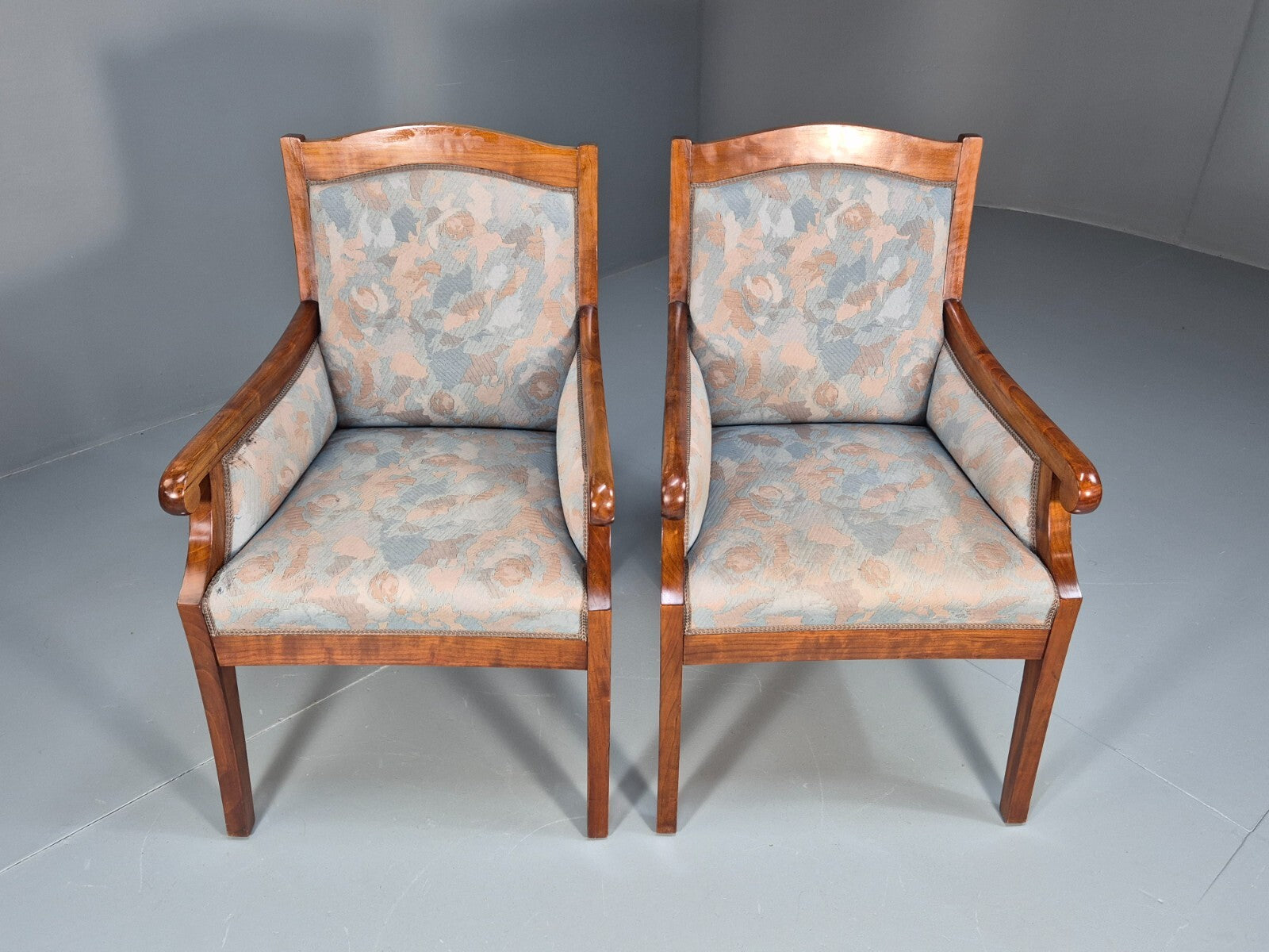 2 Vintage Danish Empire Lounge Chairs Blue Ash Frame 1920s EB9644 VCLO - UKDK FURNITURE