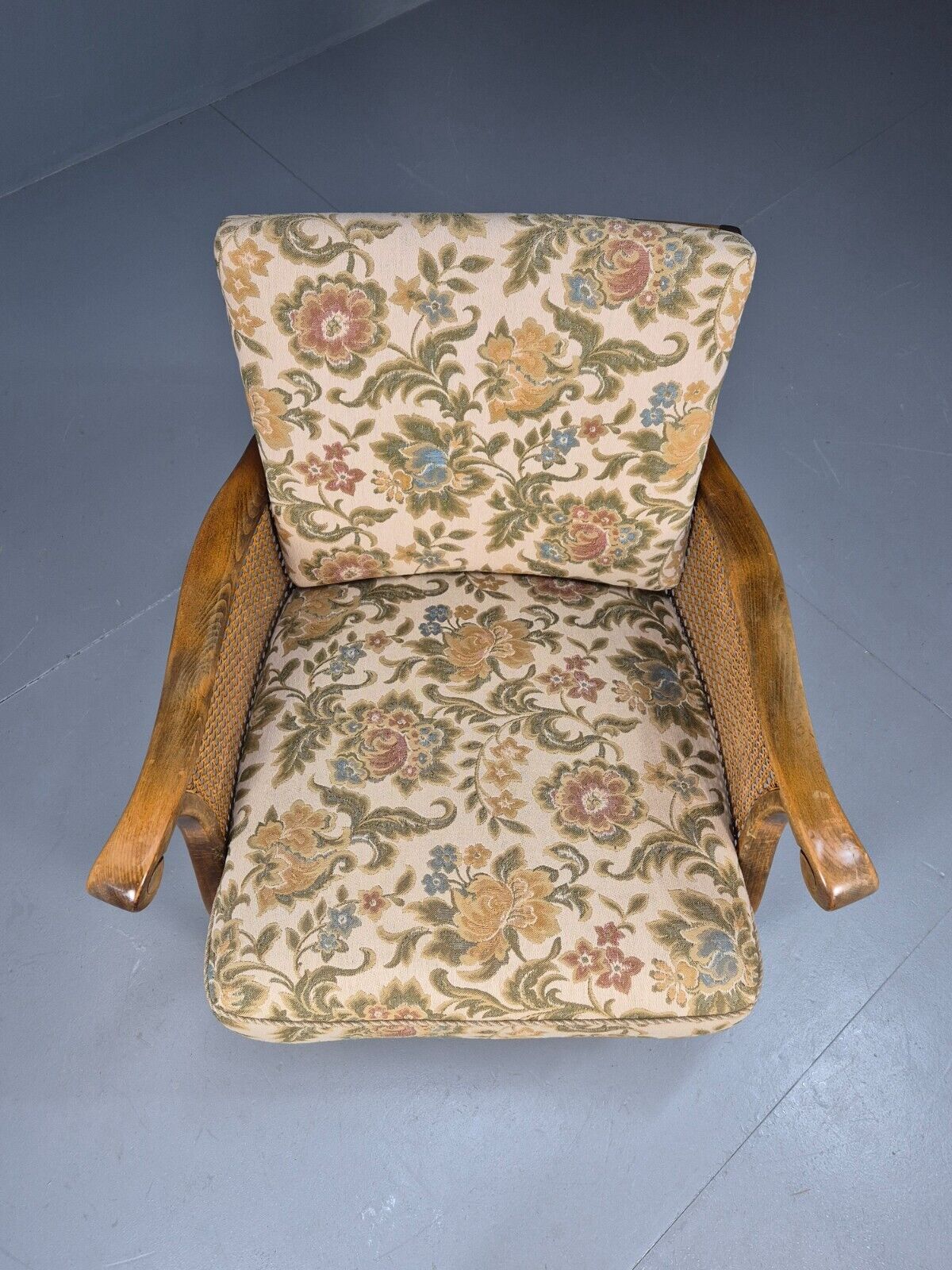 Vintage Danish Bergere Lounge Chair, Floral Cloth, Antique Style EB9003 VBER - UKDK FURNITURE