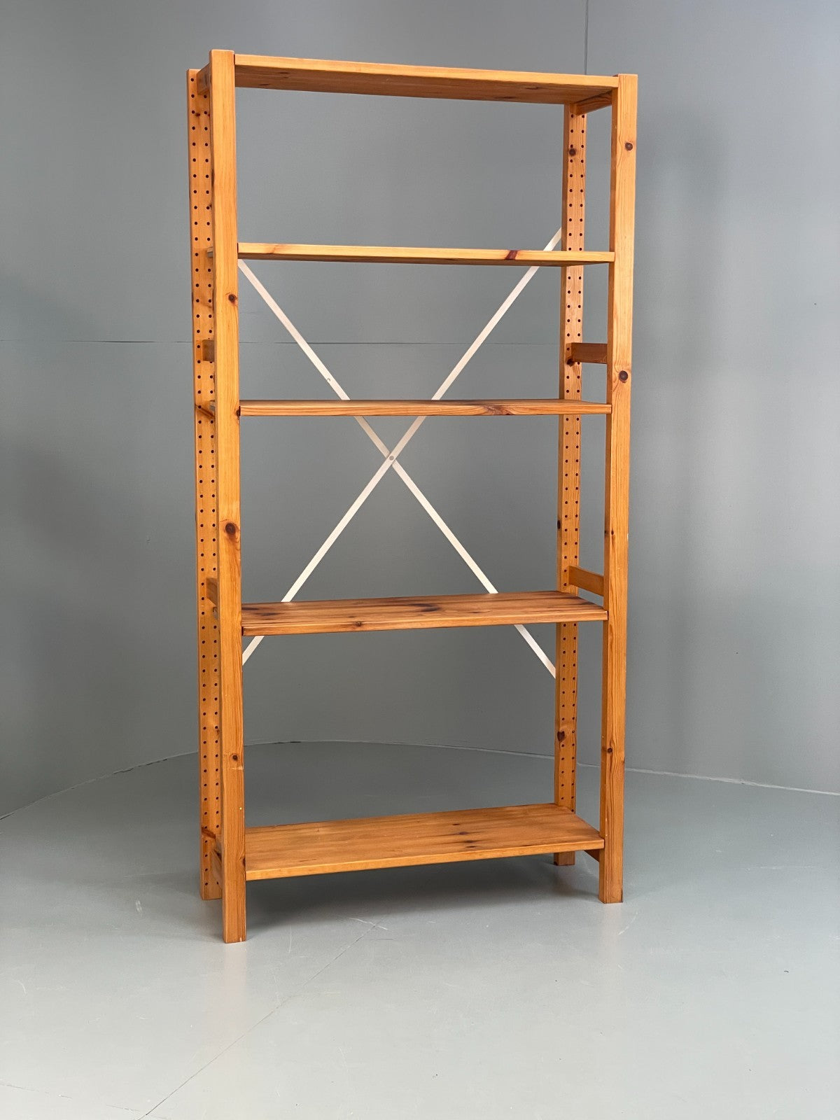 Pine Open Shelving Unit Adjustable Retro Scandi Solid EB11783 MWOO0
