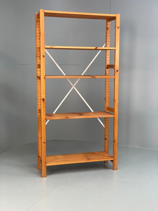 Pine Open Shelving Unit Adjustable Retro Scandi Solid EB11783 MWOO0