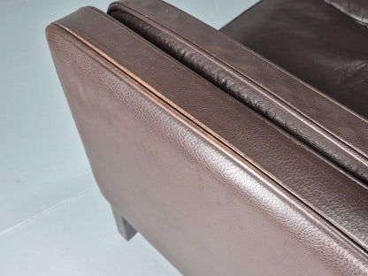 Vintage Danish 2 Seat Settee 1970s Danish Brown Leather Retro MCM EB11633 M2SS16