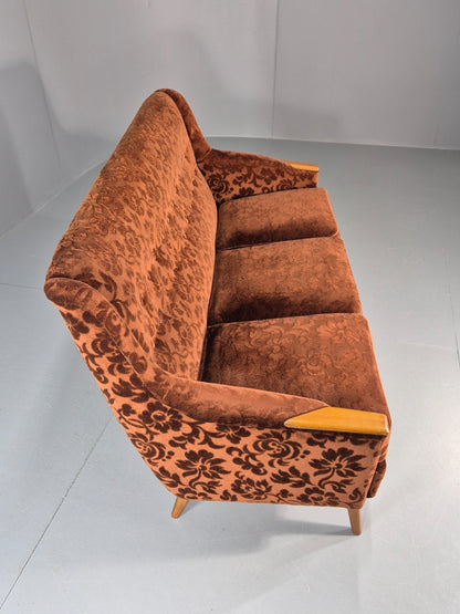 Vintage Three Seater Sofa Lani Sweden 1960s Retro Brown Floral MCM EB11080 M3SS14