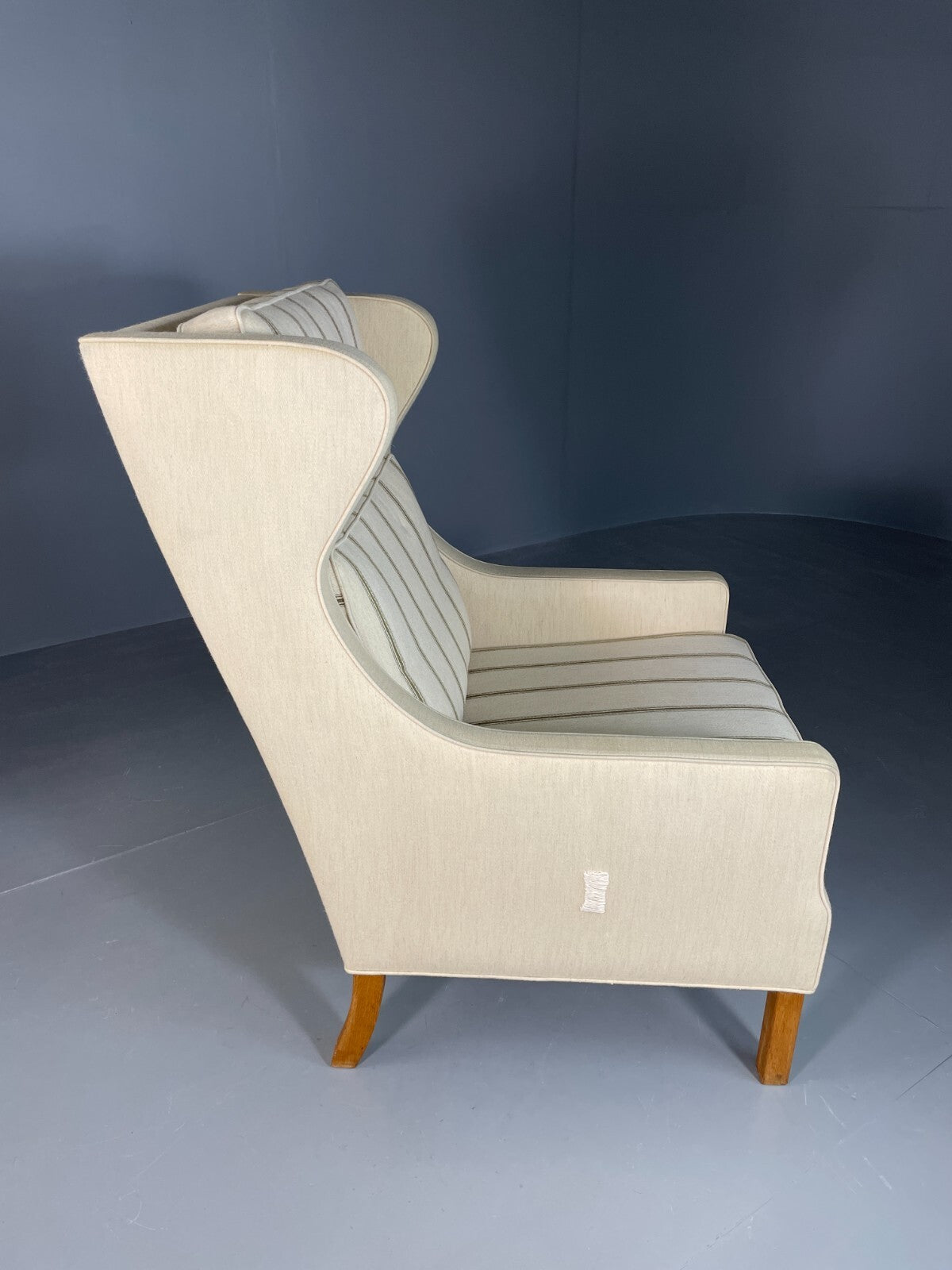 Vintage Danish Lounge Chair Cream Wool Wing Back 1979s Retro MCM EB6620 MNOR7
