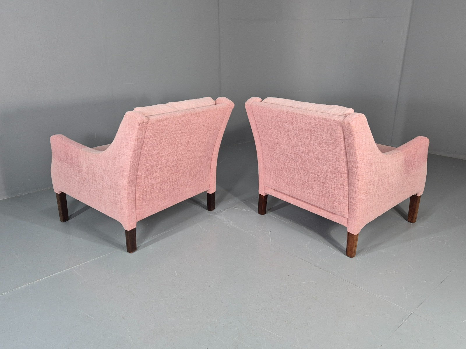 2 Midcentury Lounge Chairs 1960s Vintage Danish Pink Cotton EB11217 MNOR9