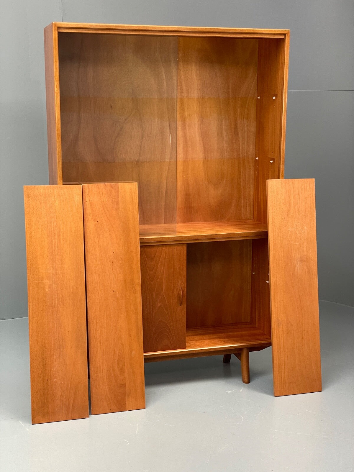 Vintage Teak Bookcase Retro 1960s Glazed Unit By Gibbs Furniture EB9776 MWOO - UKDK FURNITURE