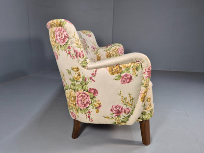 Vintage 3 Seater Sofa Floral Fabric 1950s Mid Century Danish Design EB9542 V3SS - UKDK FURNITURE