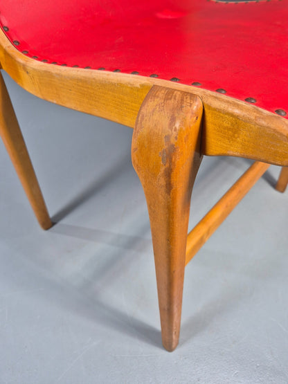 4 Stacking Lounge Chairs 1950s Swedish Red Beech Mid Century Retro EB11102 MDIN13