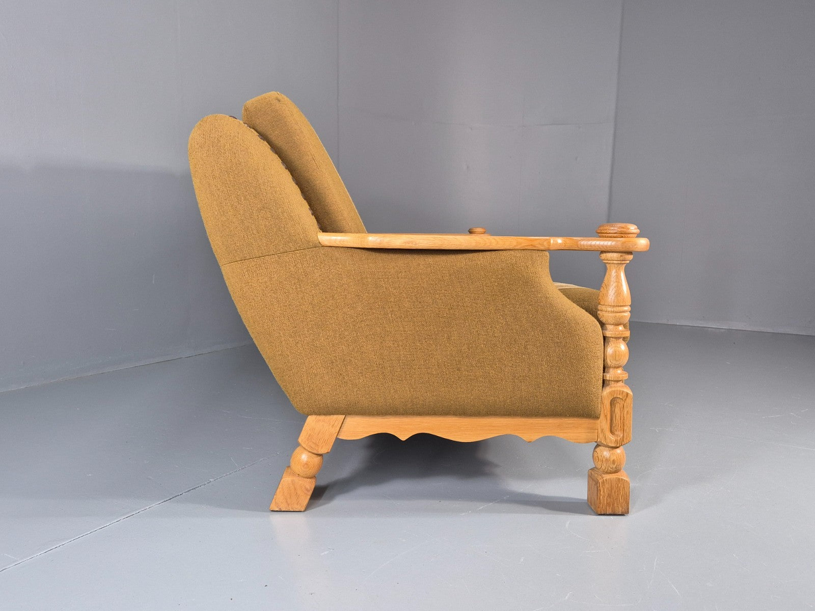 Vintage Danish Three Seater Settee Kjaernulf Style Oak Frame EB11313 M3SS14