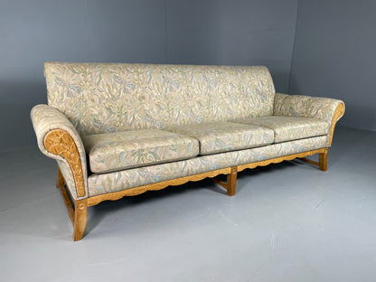 Danish 3 Seater Sofa Oak Frame Floral Kjaernulf 1970s Vintage Retro V3SS EB67480