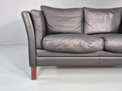Vintage 2 Seat Sofa Danish Black Leather Mid Century Retro 1980s EB10473 M2SS2