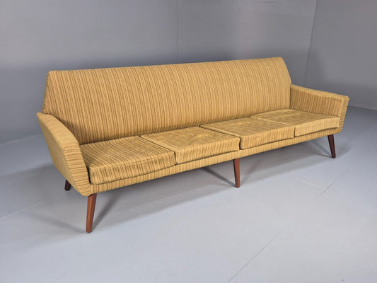 Danish 1960s 4 Seat Sofa Green Wool Teak Legs Retro Mid Century EB9746 M4SS - UKDK FURNITURE