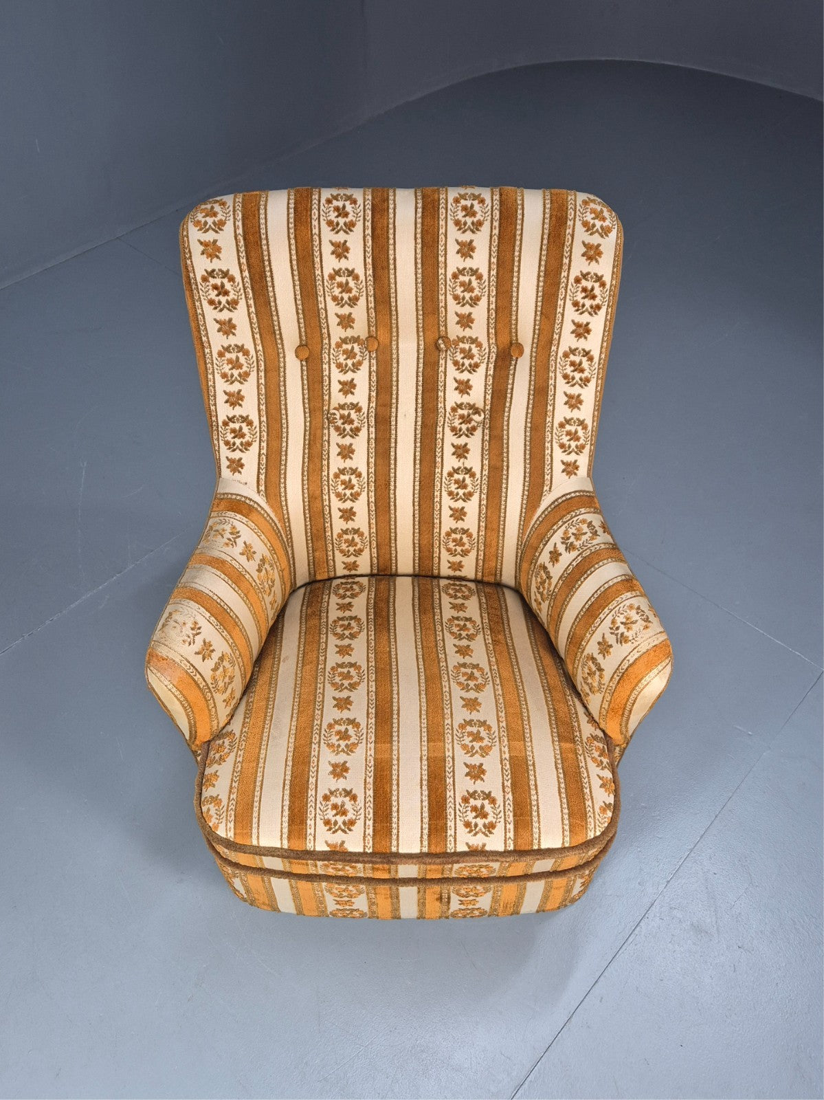 Retro Tub Lounge Chair Vintage Denmark 1960s Orange and Cream  EB10735 VCLO2