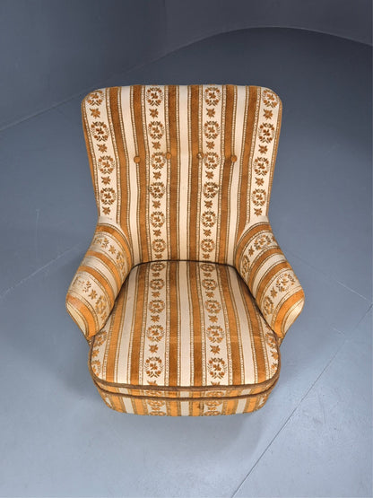 Retro Tub Lounge Chair Vintage Denmark 1960s Orange and Cream  EB10735 VCLO2