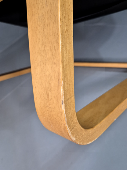 Vintage Danish Lounge Chair Black Leather Bentwood Frame Retro MCM EB7254 MBEN10