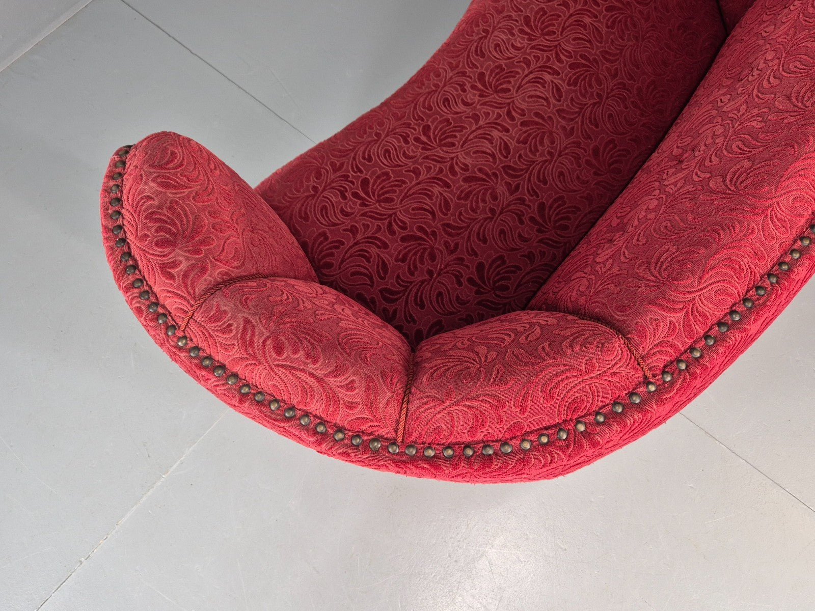 Classic Two Seater Danish Banana Sofa Art Deco 1930s Red Moquette EB10796 V2SS14