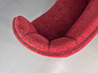 Classic Two Seater Danish Banana Sofa Art Deco 1930s Red Moquette EB10796 V2SS14