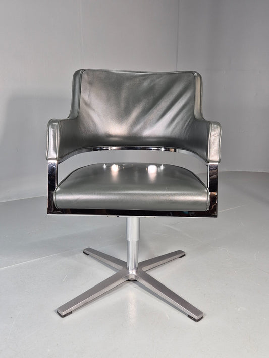 Leather Office Swivel Chair Dark Green Chrome Brunner Tempus Modern EB11717 MSWI1