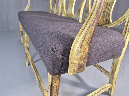 Hepplewhite Three Seater Settee New Grey Upholstery Reproduction  EB10993 VWOO17