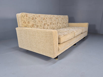 Vintage 1960s Sofa Cream Floral Upholstery 3 Seat Quality Retro EB9680 M3SS - UKDK FURNITURE