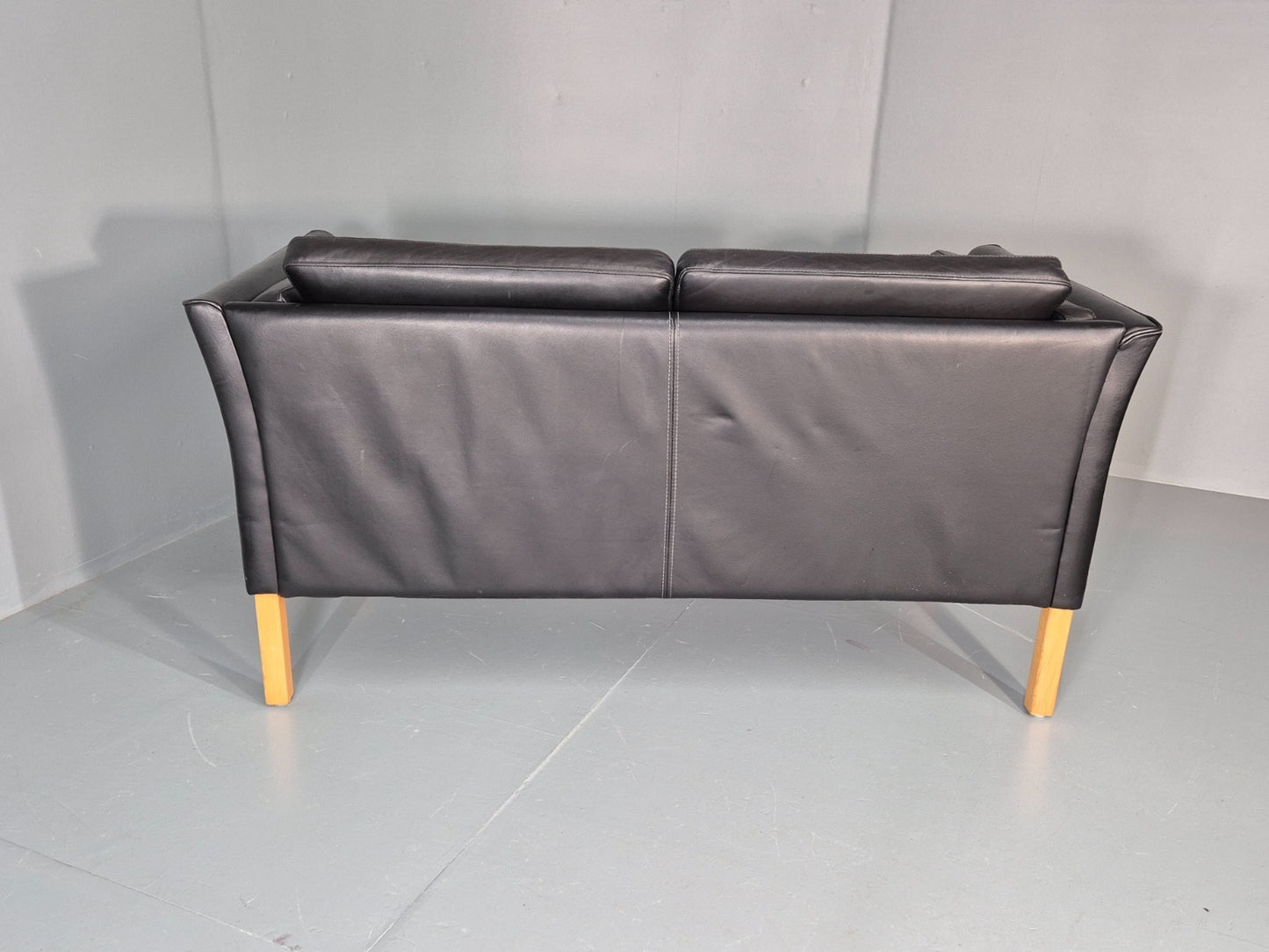 Vintage 2 Seater Settee Danish Retro Black leather and Vinyl EB11640  M2SS15