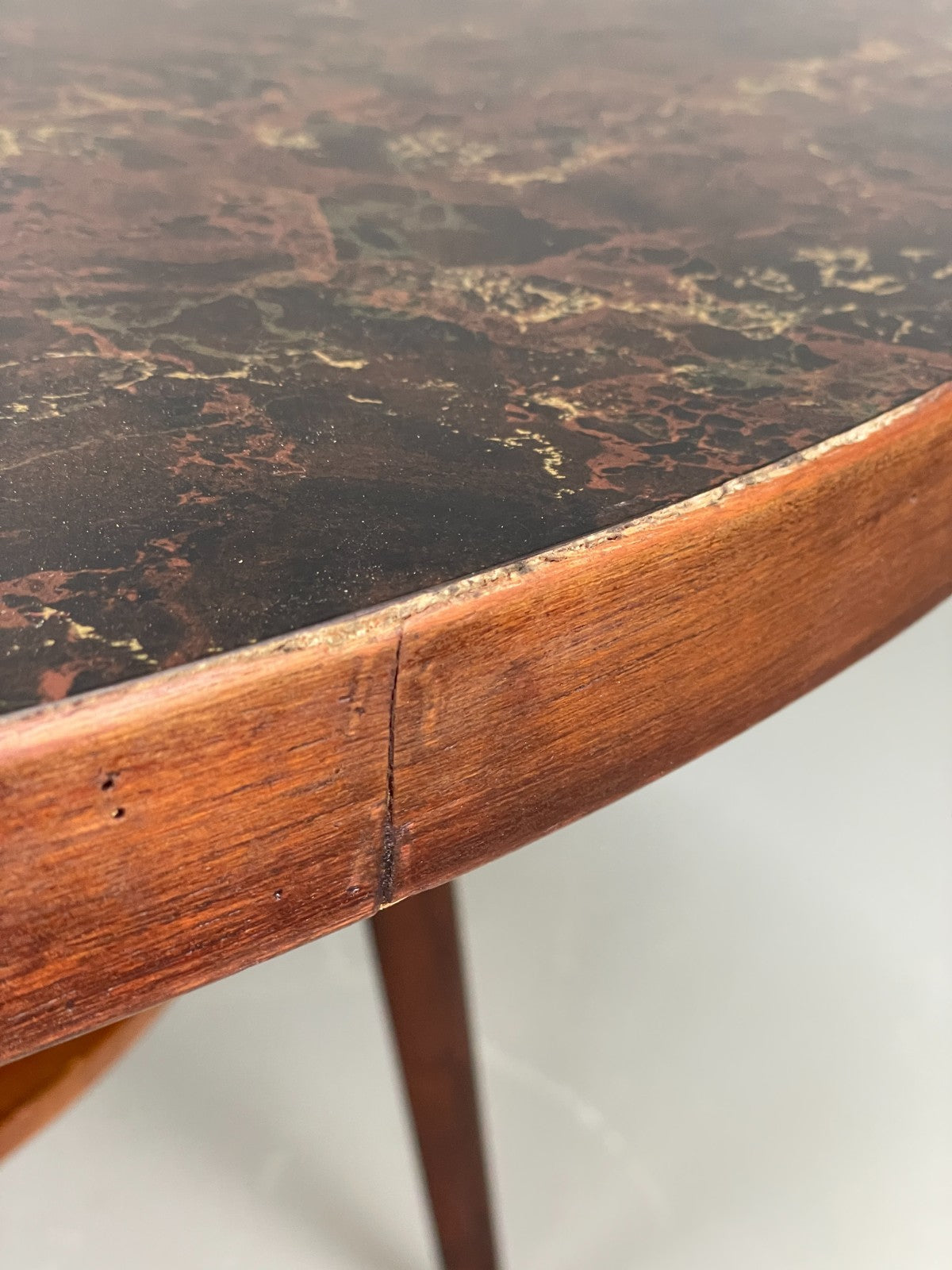 Vintage Round Dining Table 1960s Mid Century Formica Teak Shelf EB11810 MWOO19
