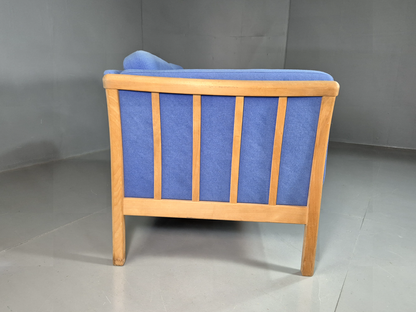 Vintage Danish 2 Seat Sofa Blue Wool Beech Frame 1980s Retro MCM EB7333 M2SS - UKDK FURNITURE