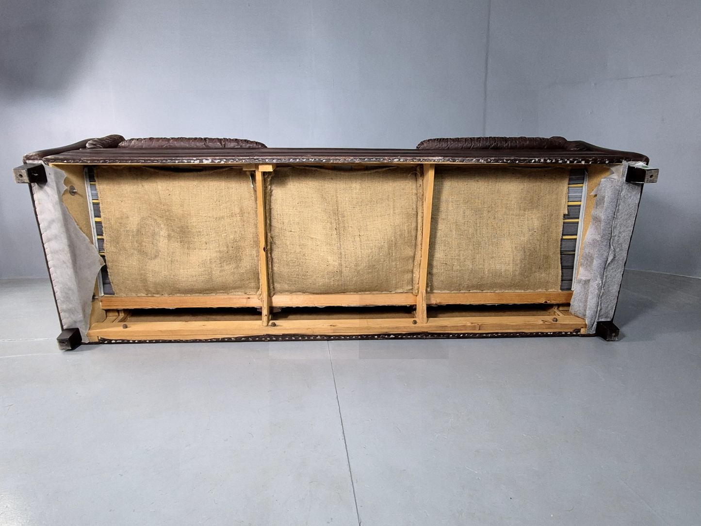 Vintage Danish 3 Seat Sofa Brown Leather 1970s Retro MCM EB6986 M3SS - UKDK FURNITURE