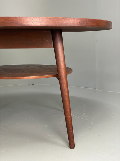 Vintage Round Dining Table 1960s Mid Century Formica Teak Shelf EB11810 MWOO2
