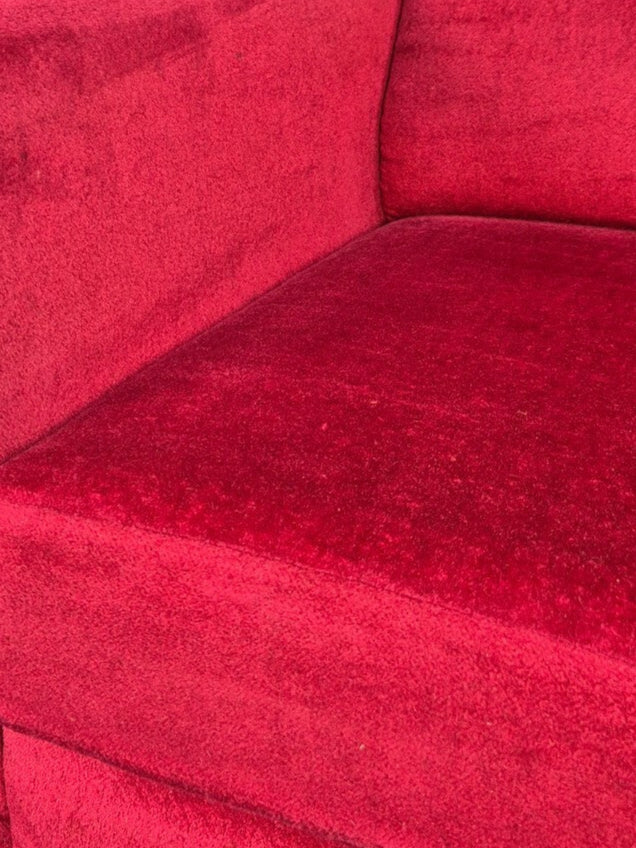 A Vintage Danish Lounge Chair Deep Red Velvet Velour 1960s Retro EB9031 MNOR - UKDK FURNITURE