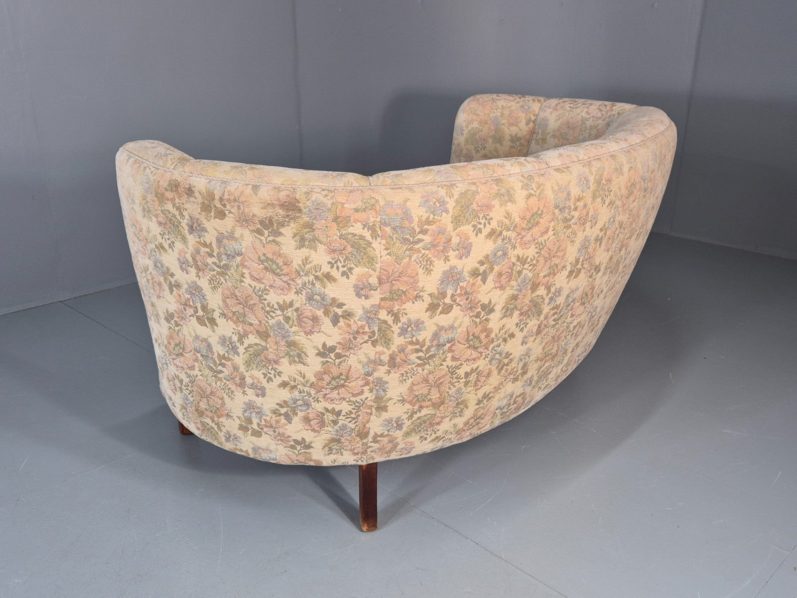 Vintage Two Seater Danish Curved Banana Sofa 1930s Art Deco Floral EB10795 V2SS18