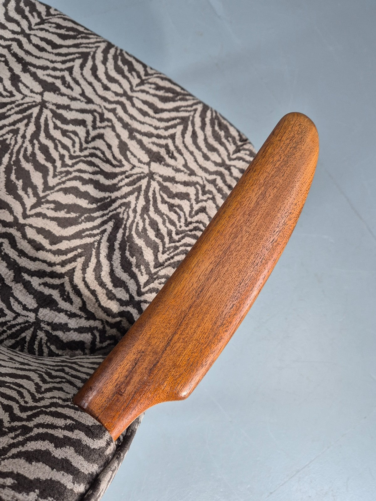 Vintage Teak Lounge Chair 1960s Danish Retro New Zebra Upholstery EB11259 MNOR6