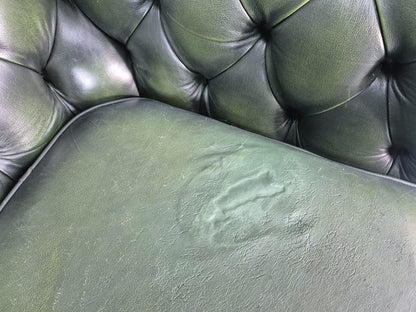 3 Seater Chesterfield Sofa Green Leather Studded Vintage EB11027 VCHE6