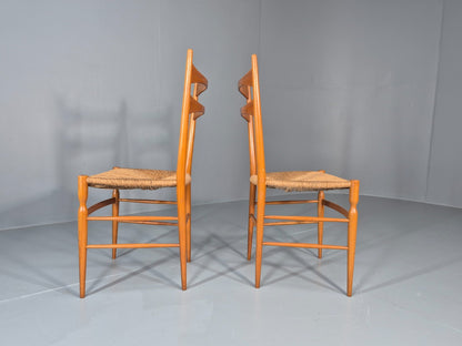 2 1950s Italian Wanut Dining Chairs Chiavari Mid Century Modern EB11781 MDIN5