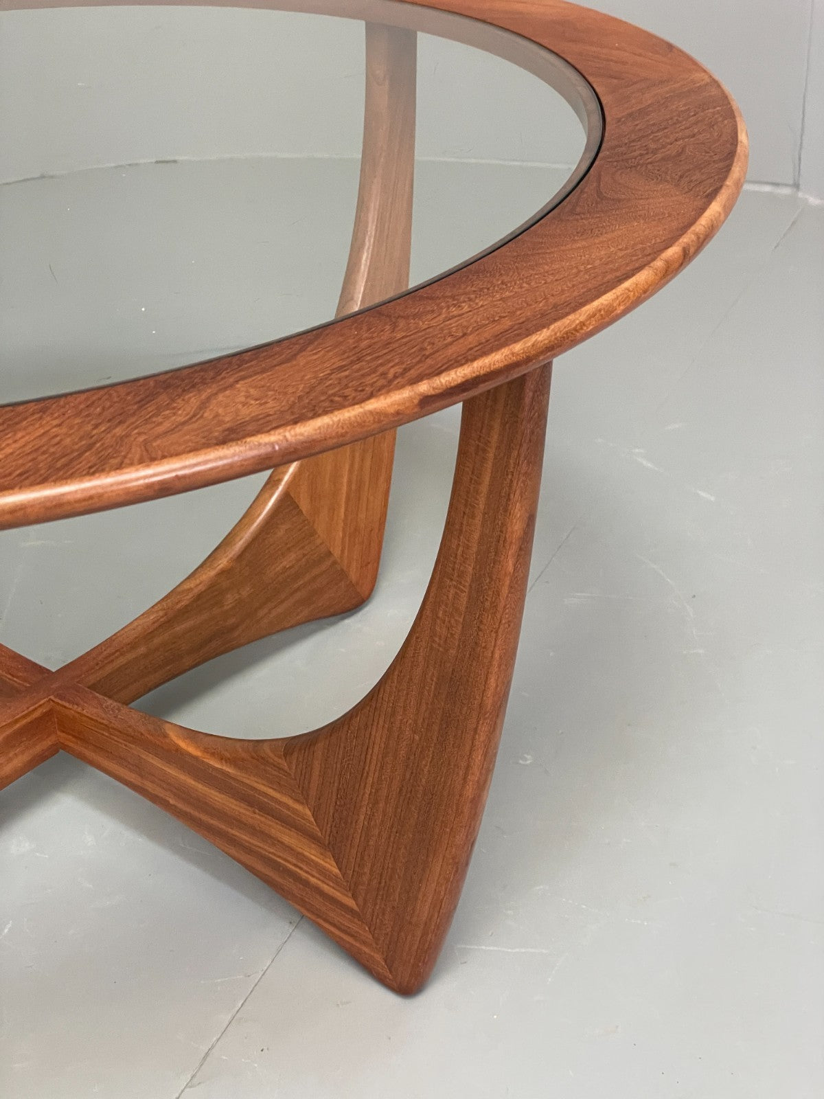G Plan Astro Coffee Table Round Teak 1960s Mid Century Vintage Glass Top EB1169213