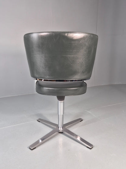 Leather Office Swivel Chair Dark Green Chrome Brunner Tempus Modern EB11724 MSWI6