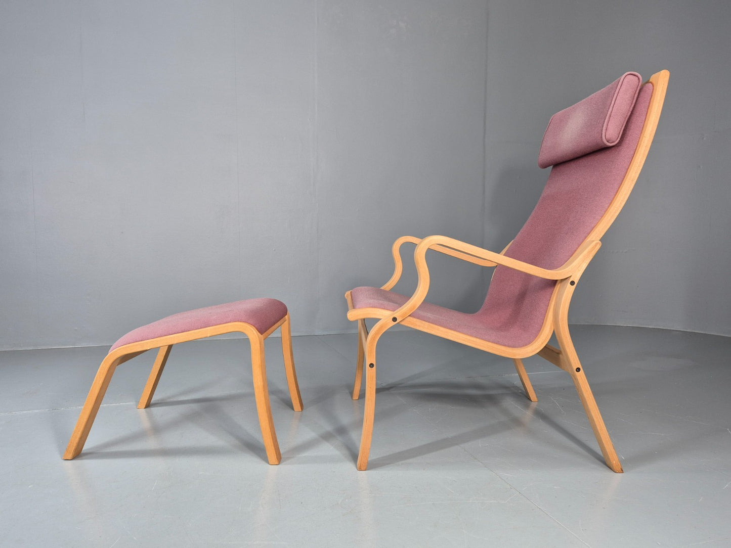 Vintage Danish Bentwood Chair and Footstool Ostergaard Style Retro EB11297 MBEN1