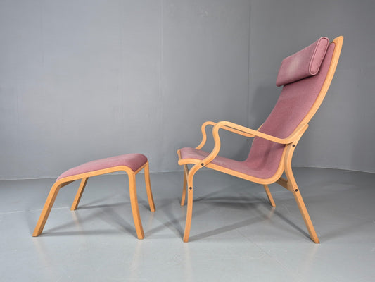 Vintage Danish Bentwood Chair and Footstool Ostergaard Style Retro EB11297 MBEN1