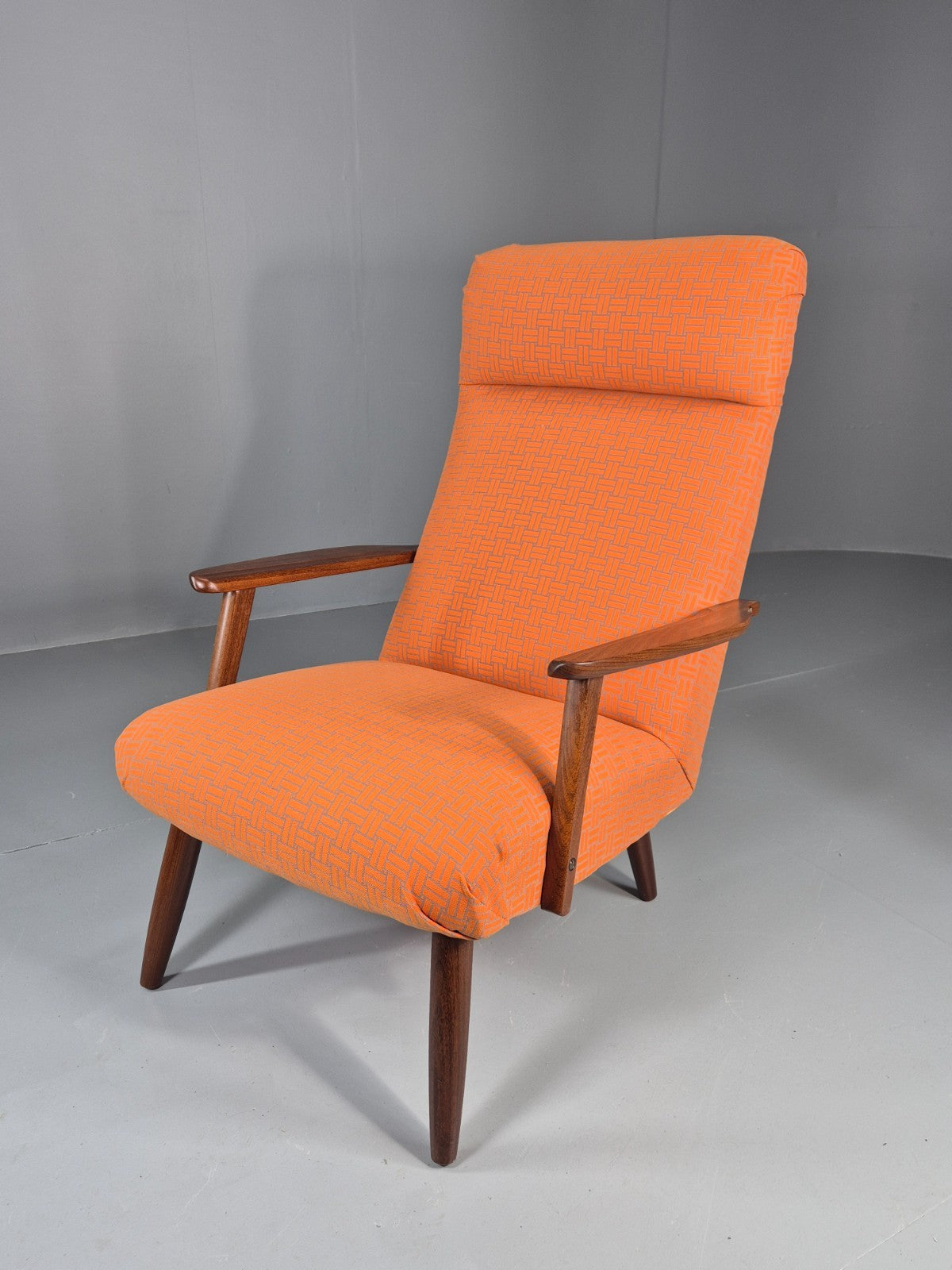 Vintage Danish Lounge Chair Teak Frame Mid Century New Upholstery EB8210 MNOR2