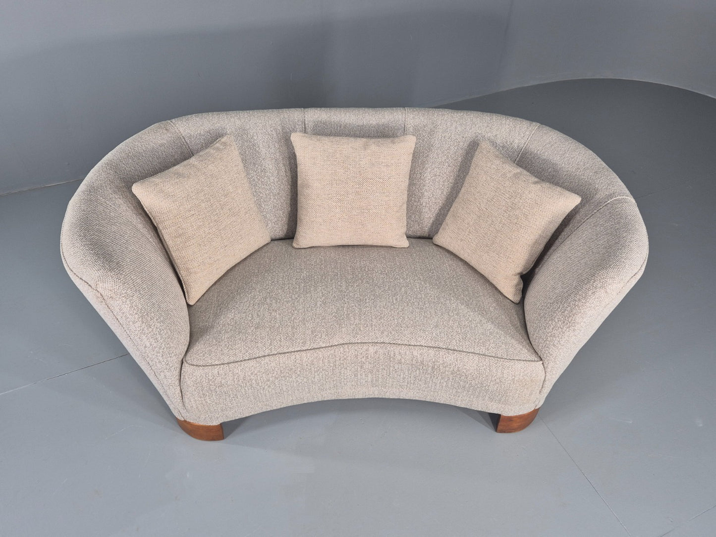 Vintage Art Deco Banana 2 Seat Sofa Danish New Upholstery 1930s EB11833 M2SS3